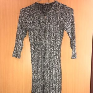 Zippered Knit Stretch Midi Dress